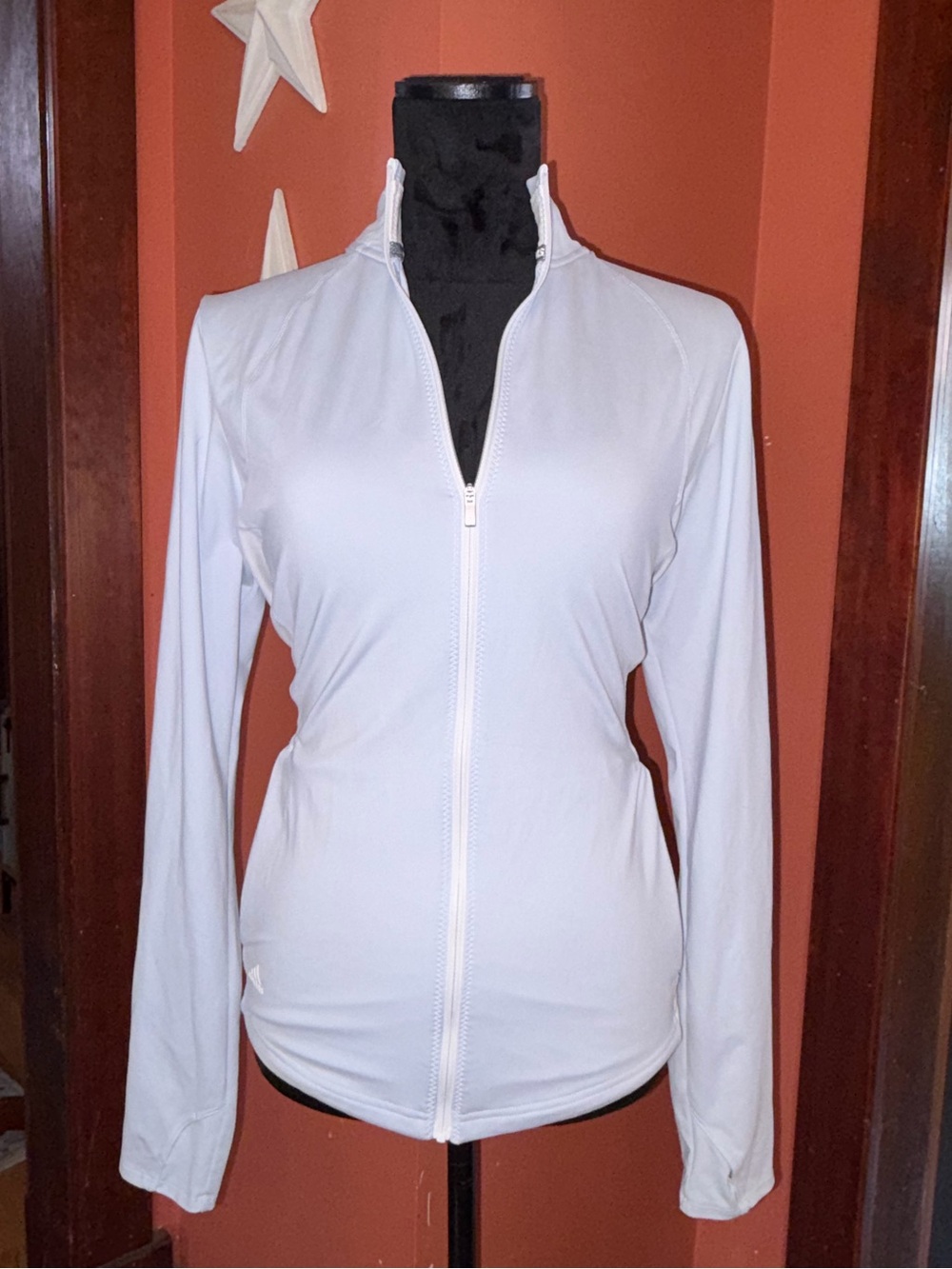 Adidas-RARE-golf zip up baby blue + white